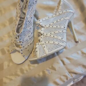 Pleaser White Mesh Stiletto Heels